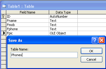 New MS-Access 2003 Table
